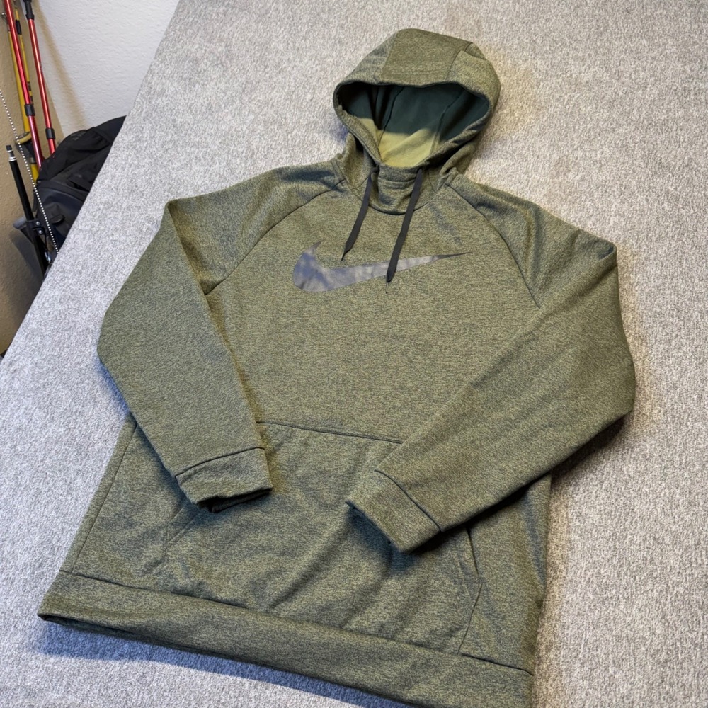 Nike Therma-FIT Mens Olive Green Heathered Training Hoodie FD5097-355 Large